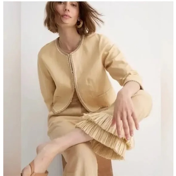 J. Crew Jackets & Blazers - J. Crew Cropped Woven Linen Lady Jacket in Buff Clay
